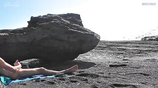 A girl stripped on the beach and masturbated publicly, while a guy pleasured himself