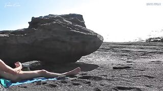A girl stripped on the beach and masturbated publicly, while a guy pleasured himself