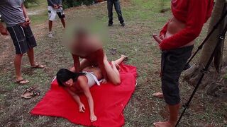 Beach orgy turns into a wild party with plenty of cum to go around