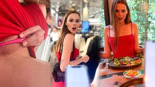 The girl was almost caught while masturbating in the mall, it was risky