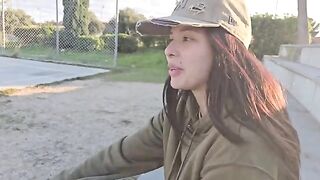 A cute girl went into the jungle and met a stranger who had sex with her
