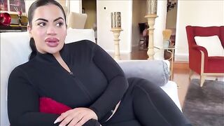 Pervert guy fucks his stepmom’s tits and sucks them