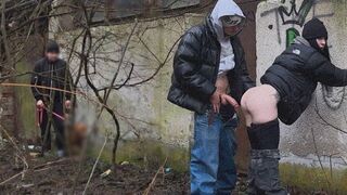 A passionate and risky encounter in a public spot, caught in the act