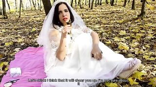 A white dress can be removed, but the cock must be kept in place