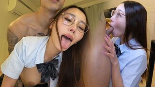The Asian girl was fucked hard before going to school