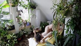 A couple has passionate, intimate sex right on their couch at home