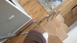 A cute 18-year-old girl sits on top and rides slowly