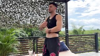 A brunette with big tits gets fucked hard by a muscular guy