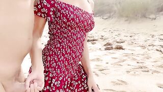 A hot babe gets fucked hard on the nude beach in HD