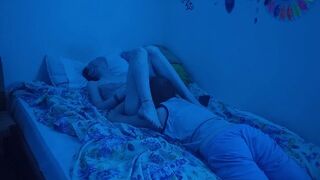 I lick away the excitement, drop by drop - a passionate encounter in a neon room