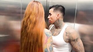 A hot MILF has sex with her neighbor in the elevator