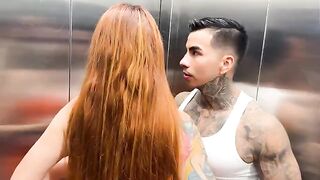 A hot MILF has sex with her neighbor in the elevator