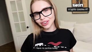 A girl with glasses roughly fucked by her classmate at home