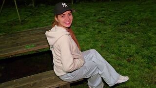 A girl is having sex with a stranger in the park