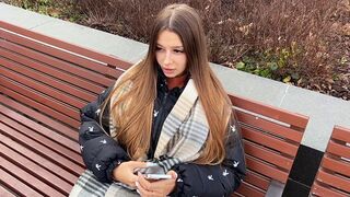 A young and sexy girl has no money, so she has to fuck outdoors for cash