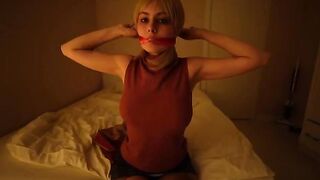 The girl dressed as a resident, proving her skills