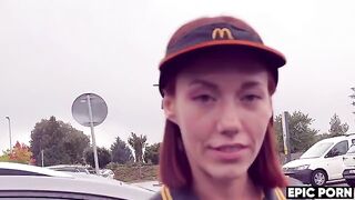 Amateur anal sex with a cute worker and a huge ass fuck for cash