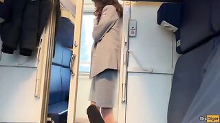 The train stewardess has a private life, and she loves to fuck in public