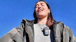 The girl achieved orgasm through masturbation on the public beach