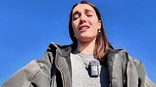 The girl achieved orgasm through masturbation on the public beach