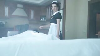 A ghost maid is fucking with a guy in a hotel room on Halloween