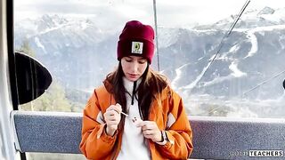 Naughty beauty got fucked by a stranger in the mountain cableway
