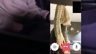 A husband watches as his wife fucks a stranger on a video call