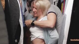 A couple have spontaneous sex right in the dressing room