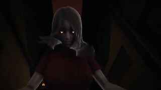Alma in cowgirl pose, intense eye contact experience
