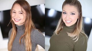 Busty babe Taylor Sands shows her holes and lets Akarra Summers explore them all